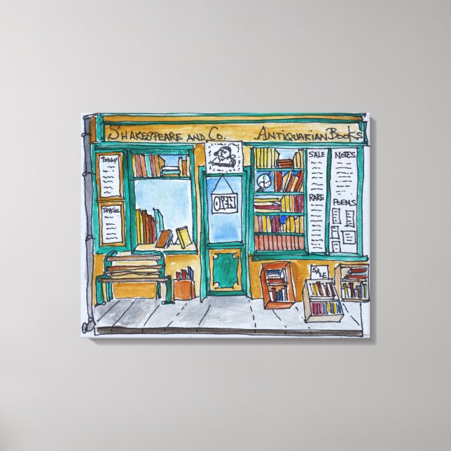Lienzo Librería Shakespeare & Co. | Sena, París (Anverso)