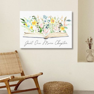 Lienzo Libro Abierto Acuarela con Flores Estética Floral