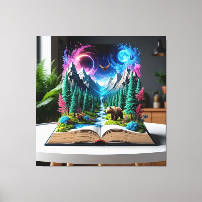 Lienzo Libro Abierto que Representa una Escena de Fantasí (Anverso)