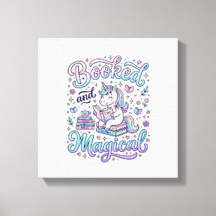 Lienzo Libro de Unicornio y Tipografía de Idea de Regalo