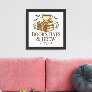 Lienzo Libros, Murciélagos y Cerveza Halloween Otoño Taza
