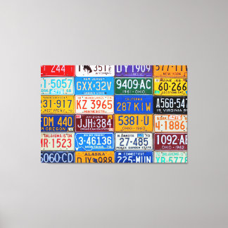 Lienzo Licencia Plates USA - Nuestra colorida historia