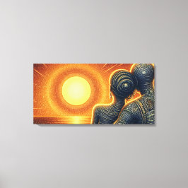 Lienzo Liebespaar bei Sonnen Untergang am Meer