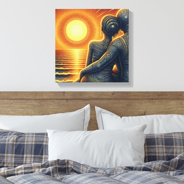 Lienzo Liebespaar bei Sonnen Untergang am Meer (Insitu(Dormitorio))