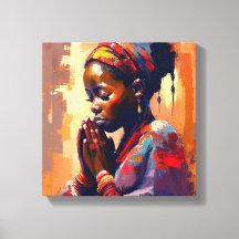 Lienzo, bello chica africano en meditación