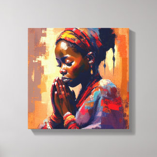 Lienzo Lienzo, bello chica africano en meditación