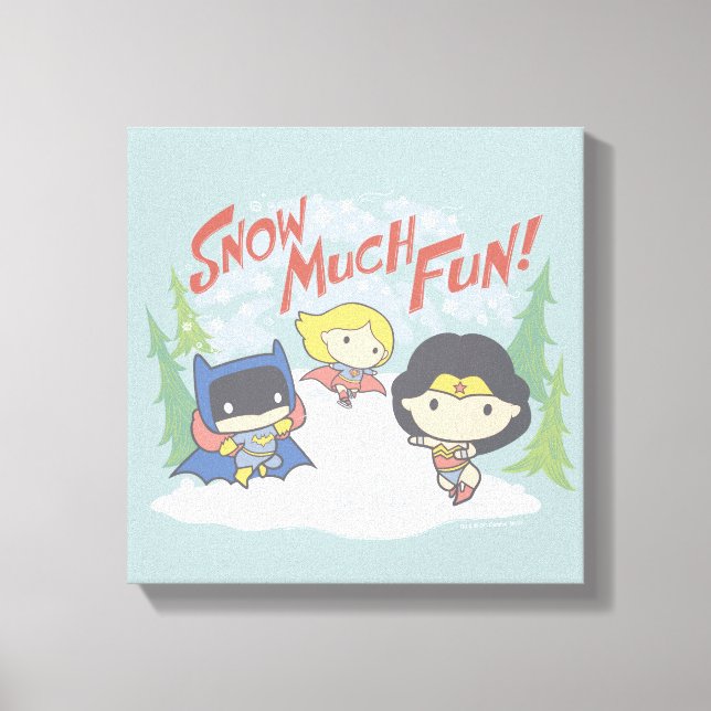 Lienzo Liga de la Justicia Chibi Snowball Fight (Anverso)