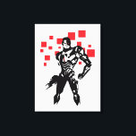 Lienzo Liga de la Justicia | Cyborg Digital Noir Pop Art<br><div class="desc">Echa un vistazo a este cómico de estilo noir del Cyborg de la Liga de la Justicia,  de pie con su cañón cibernético listo. Este gráfico en blanco y negro se compensa con sus mejoras cibernéticas rojas y cuadrados digitales rojos en el fondo.</div>