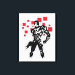 Lienzo Liga de la Justicia | Cyborg Digital Noir Pop Art<br><div class="desc">Echa un vistazo a este cómico de estilo noir del Cyborg de la Liga de la Justicia,  de pie con su cañón cibernético listo. Este gráfico en blanco y negro se compensa con sus mejoras cibernéticas rojas y cuadrados digitales rojos en el fondo.</div>