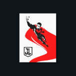 Lienzo Liga de la Justicia | Superman Flying Noir Pop Art<br><div class="desc">Echa un vistazo a este dibujo de Superman de la Liga de la Justicia al estilo de arte pop mientras vuela por el aire. Este dibujo en blanco y negro queda compensado por su brillante capa roja y el logotipo rojo S-Shield en su pecho.</div>