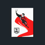 Lienzo Liga de la Justicia | Superman Flying Noir Pop Art<br><div class="desc">Echa un vistazo a este dibujo de Superman de la Liga de la Justicia al estilo de arte pop mientras vuela por el aire. Este dibujo en blanco y negro queda compensado por su brillante capa roja y el logotipo rojo S-Shield en su pecho.</div>
