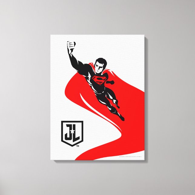 Lienzo Liga de la Justicia | Superman Flying Noir Pop Art (Anverso)