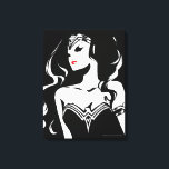 Lienzo Liga de la Justicia | Wonwoman Noir Pop Art<br><div class="desc">Echa un vistazo a este dibujo estilizado en blanco y negro de la Mujer Maravilla de la Liga de la Justicia. Este original arte pop inspirado tiene un manto de color rojo para su lápiz de labios.</div>