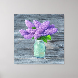 Lienzo Lilacs En Mason Jar Rústico
