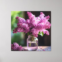 Lilacs en una vara de vidrio con profundidad de ca