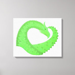 Lienzo Lime dragón de corazón verde sobre blanco