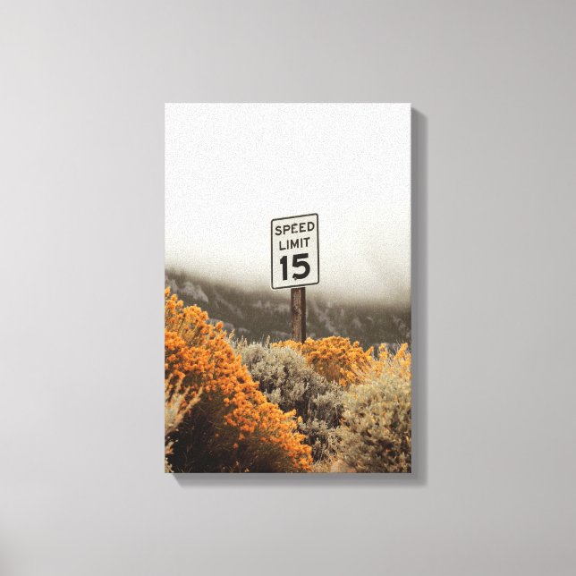Lienzo Límite De Velocidad 15 Rótulo Con Sagebrush Dorado (Anverso)