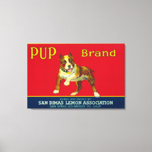 Lienzo Limón LabelSan Dimas, CA del perrito