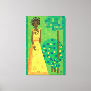 Lienzo Limón y lima - niña en un jardín