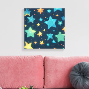 Lienzo Lindas estrellas brillantes en azul