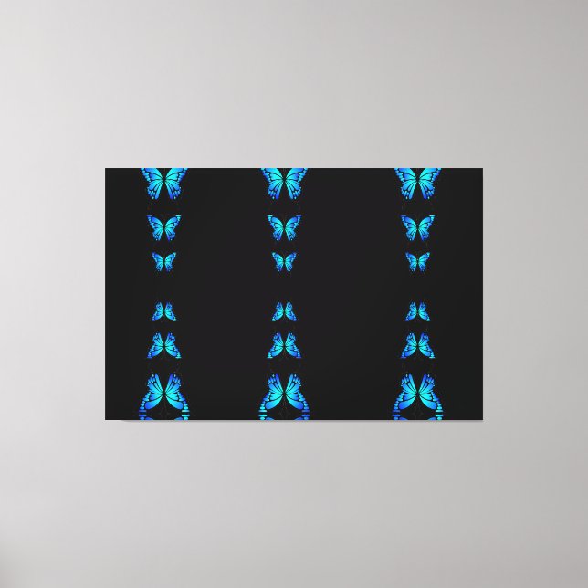Lienzo Lindas Mariposas Azules Color Negro Medianoche (Anverso)