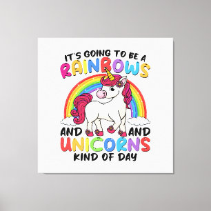 Lienzo Lindo Arcoíris de Unicornio Divertido