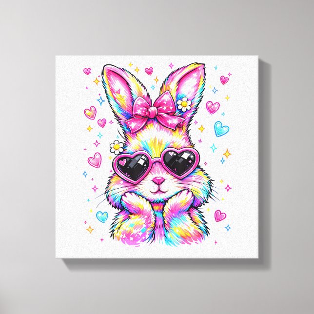 Lienzo Lindo Conejo Tie Dye Easter Bunny Mujeres Gi (Anverso)