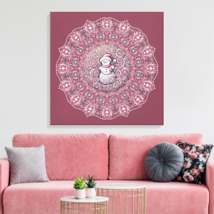 Lienzo Lindo Copo de Nieve Rosa Caprichoso Personalizado