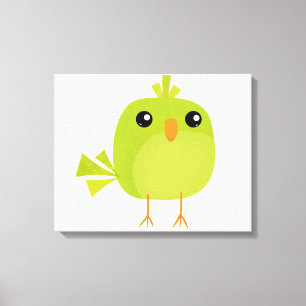Lienzo Lindo Pájaro Verde Dibujo Animado