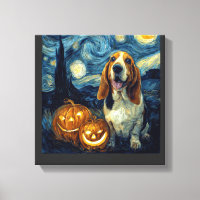 Lindo perro Basset Hound Halloween Jack O Lantern