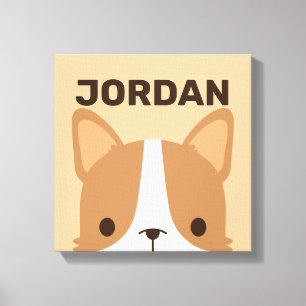 Lienzo Lindo perro Corgi con nombre personalizado