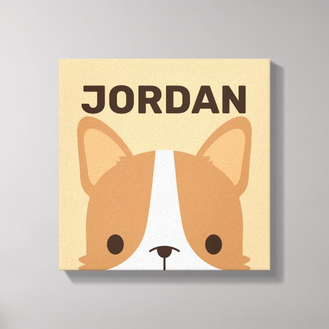 Lienzo Lindo perro Corgi con nombre personalizado (Anverso)
