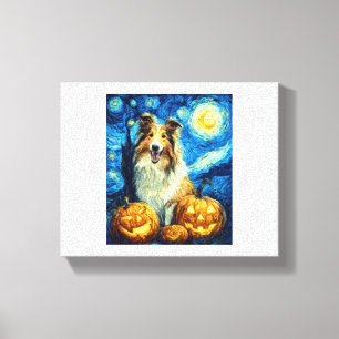 Lienzo Lindo perro Shih Tzu Halloween Jack O Linterna Cal