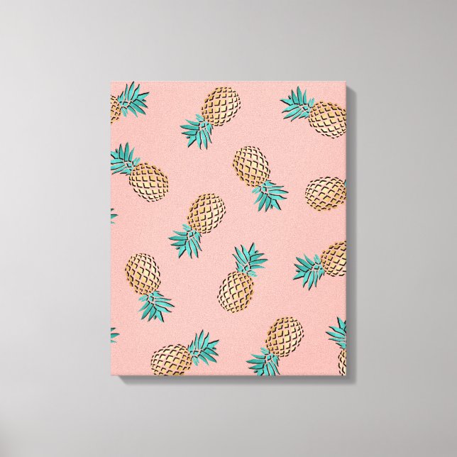 Lienzo lindo verano tropical faux oro piña patrón (Anverso)