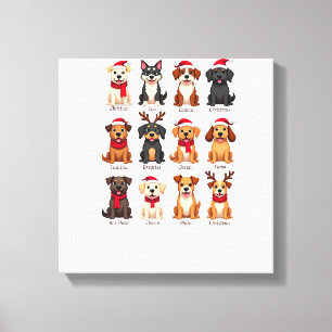 Lienzo Lindos 12 Perros Navidad Perros Divertidos Amantes