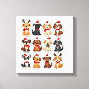 Lienzo Lindos 12 perros Xmas divertidos amantes de los pe