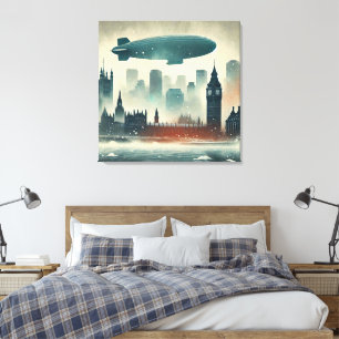 Lienzo Línea acuática del Skyline de Londres con un signi