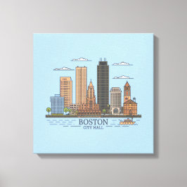 Lienzo Línea aérea de Boston City Skyline, mamáes de Bost