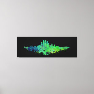 Lienzo Línea aérea de Los Ángeles City Skyline - Azul ver