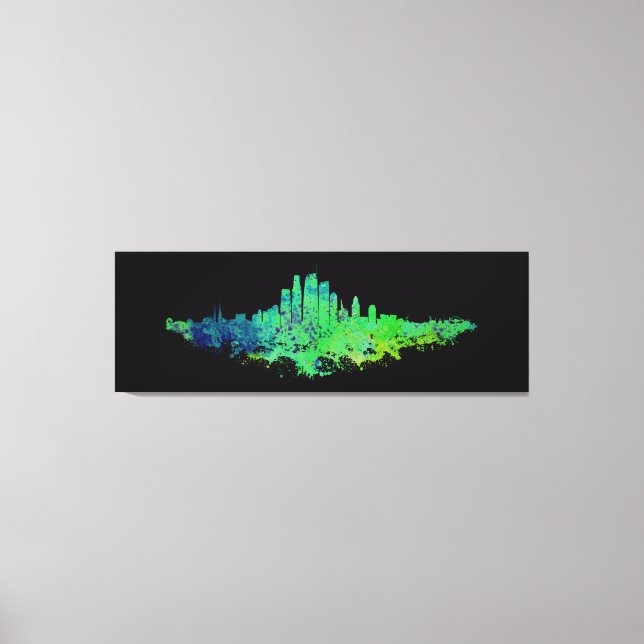 Lienzo Línea aérea de Los Ángeles City Skyline - Azul ver (Anverso)