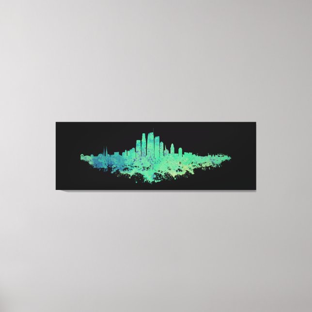 Lienzo Línea aérea de Los Ángeles City Skyline - Mint Gre (Anverso)