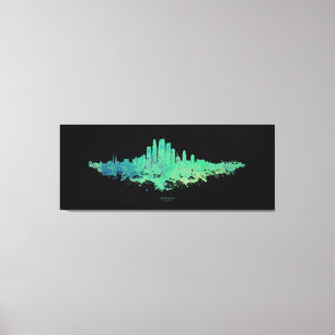Lienzo Línea aérea de Los Ángeles City Skyline - Mint Gre