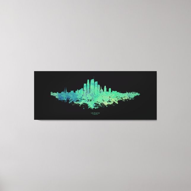 Lienzo Línea aérea de Los Ángeles City Skyline - Mint Gre (Anverso)