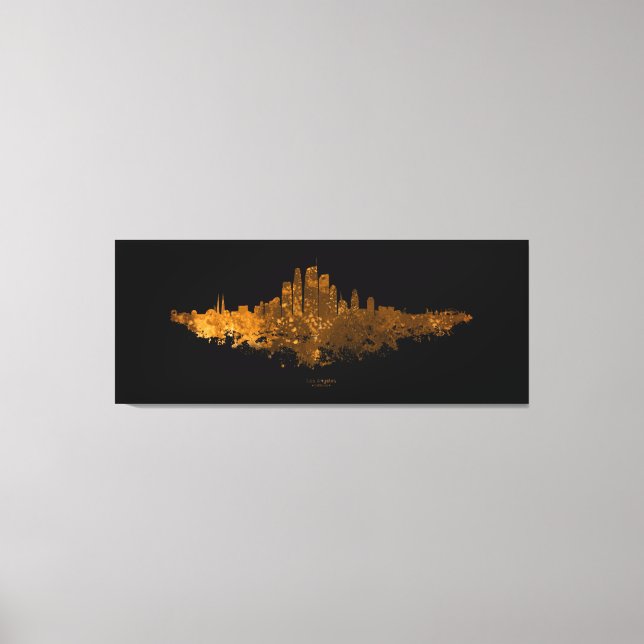 Lienzo Línea aérea de Los Ángeles City Skyline - Naranja (Anverso)