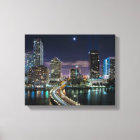 Línea aérea de Miami con puente por la noche
