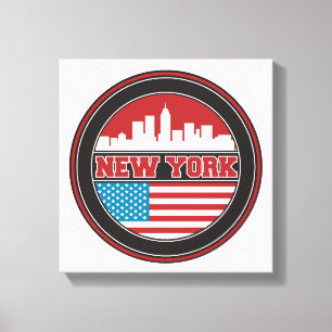 Lienzo Línea aérea de Nueva York Bandera de los Estado
