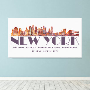 Lienzo Línea aérea de Nueva York. Órganos y coordenadas