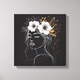 Lienzo Línea Artística Femenina con Corona Floral