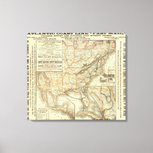 Lienzo Línea atlántica de la costa del mapa