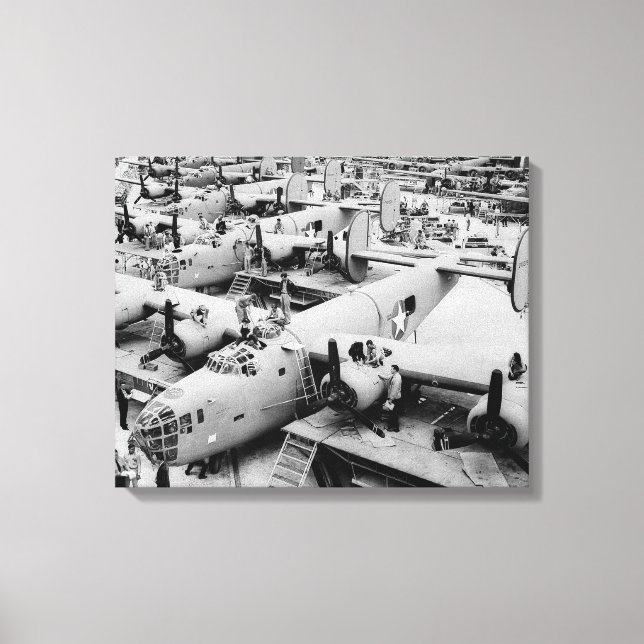 Lienzo Línea B-24 de ensamblaje de bombarderos, 1943 (Anverso)